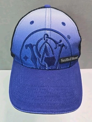 Boné Smith & Wesson chapéu snapback bordado borracha logotipo malha azul traseira - Imagem 1 de 4