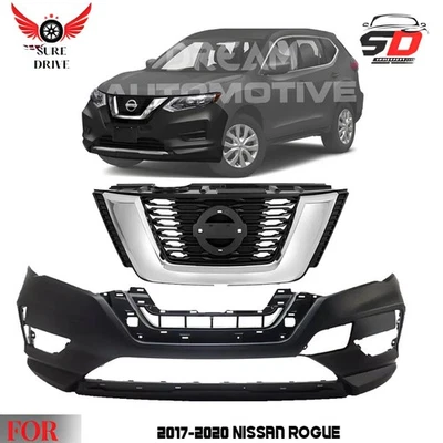 Front Bumper Cover Fascia & Grille Assembly Kit For 2017-2020 Nissan Rogue - Image 1 of 4
