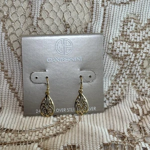 NWT Gianni Bernini | 24K Gold Over Sterling Silver | Fillagree Teardrop Earrings - Picture 1 of 7