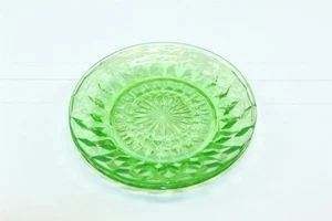 Vintage Green Glass Saucers 2 Different Starburst Designs 5-1/2" - Picture 1 of 10