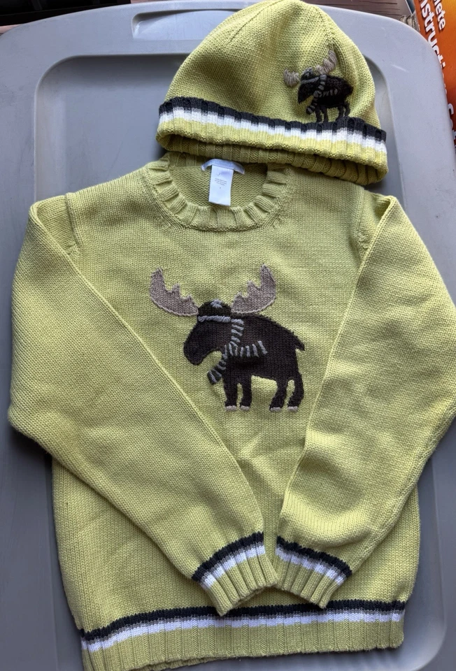 Suéter Janie And Jack Moose Gorro a Juego Talla 7 Foto 1 de 1