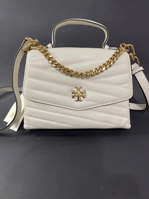 Tory Burch Ivory Leather Chevron Quilted Top Handle Satchel "Kira" Bag NWT! - Image 1 of 4