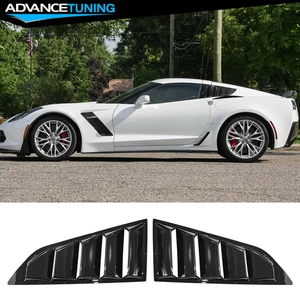 Fits 14-19 Chevy Corvette C7 Coupe Gloss Black Side Window Louvers Sun Shade - Picture 1 of 5