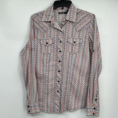 Camisa Cruel Western Para Mujer Talla M Multicolor Azteca Metal Broches Vaquera Rodeo Foto 1 de 4