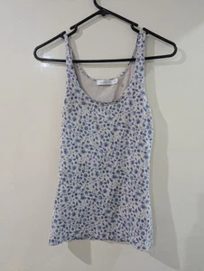 Women's Vintage Mink Pink cami top / strappy singlet Size XS, Grey W/Blue Floral - Picture 1 of 6
