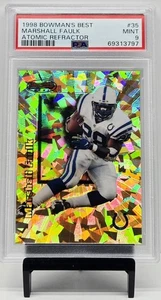 1998 Bowman's Best Marshall Faulk rifrattore atomico #D/100 PSA 9 raro - Foto 1 di 2