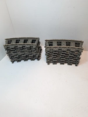 Lego Train Track 9V Curved Gray Lot of 16 RC Trains 2867 Vintage Plastic/Metal - Image 1 of 4