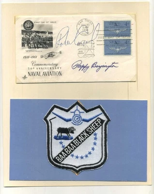 De colección Medalla de Honor Autógrafo Firmado FDC Cubierta Pappy Boyington & Robert Conrad Foto 1 de 4