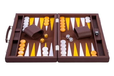 Engelhart Brown, Yellow and White 15 inch Backgammon Set (UK) - Image 1 of 4