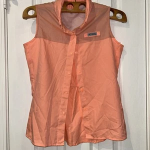 Camicia Columbia PFG grande rosa giovanile con bottoni senza maniche ventilata outdoor ragazze XL - Foto 1 di 5