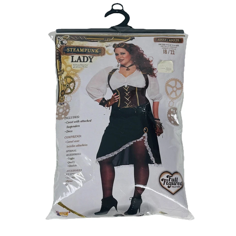 Steampunk Lady Victorian Pirate Fancy Dress Up Halloween Plus Size Adult Costume - Image 1 of 4