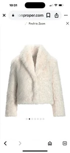 Boston proper NWT, white silver faux fur holiday season party jacket L - Picture 1 of 12