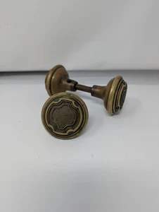 Antique Vintage Bronze Doorknob Set Racine Pattern by Russell & Erwin - Picture 1 of 6