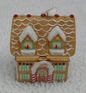 Vintage Punze Lebkuchenhaus Home Sweet Home aufklappbare Schmuckschatulle Ornament - Bild 1 von 6