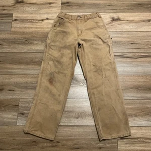 Men's Carhartt Duck Canvas Carpenter Jeans 29x30 Brown Destroyed Grunge B11 BRN - Picture 1 of 12