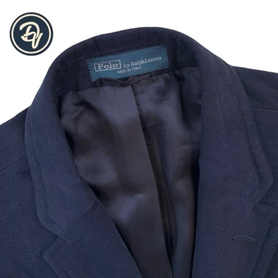 Mens 40 R Polo Ralph Lauren ITALY Navy Blue Brushed Cotton Mole Skin Blazer - Image 1 of 4