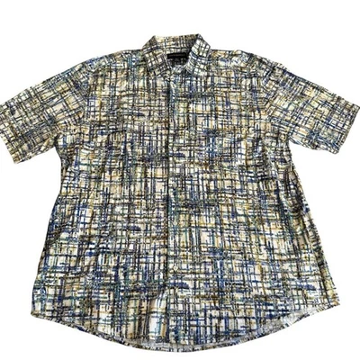 Jhane Barnes Silk Men's XXL Short Sleeve Abstract Geometric Button Up Shirt - Image 1 of 4