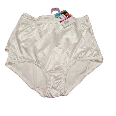 Vanity Fair White Shiny Satin Brief Panty #40301 Nylon Blend Granny XLarge 3 Pk - Image 1 of 4