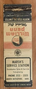 Matchcover Canada North Battleford Saskatchewan William Penn Marsh's Studebaker - Picture 1 of 2