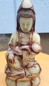 Hetian grüne weiße Jade Ruyi Guanyin Statue 3 Pfund! 和田青白玉如意观音造像 t1 - Bild 1 von 10