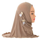 Girls Hijab Flower Decor Fit 2-6 Years Old Kids Turban Headscarves Head Wraps