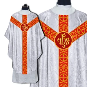 Liturgical Chasuble with Lace Detailing & Matching Stole – Church Vestment - Picture 1 of 10
