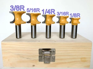5 Stck. 1/2 Zoll SH Half-B Runde Bullnose 3/8,5/16,1/4,3/16,1/8 Router Bit Set sct-888 - Bild 1 von 12