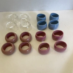 4 Sets Of 4 1980s Napkin Ring Sets Pink Blue Clear Taiwan ROC - Picture 1 of 10
