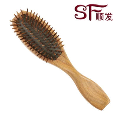 Green Sandal Wood Comb Brush Wooden Pin Massage Head Scalp Brush Healthcare Comb - Image 1 of 4