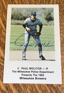 Autographed Paul Molitor HOF--Milwaukee Brewers--1983 Police Baseball Card - Picture 1 of 3