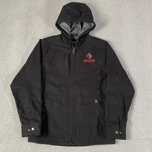 Dri Duck Hi Lite Laredo Jacket Mens Small Black Canvas Hoodie Lined Work Wear - Picture 1 of 12