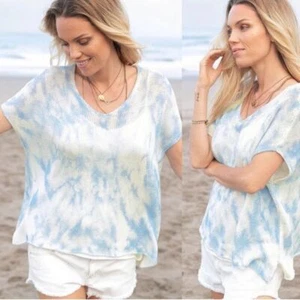 Wooden Ships Lindsey marmorierter Strick Baumwolle V-T-Shirt Batik Pullover Größe S/M - Bild 1 von 5