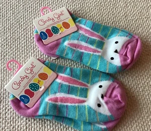Lot of 2 pr Candy Girl Easter Bunny Fashion Socks Shoe Size 10.5-4 sock size 6-8 - Picture 1 of 4