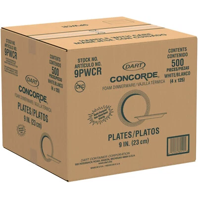 Dart 9PWCR 9" Foam Plates – Cut & Soak Resistant – 500 Ct Disposable Plates