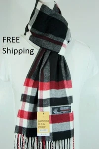 Sciarpa uomo invernale,check-plaid bianco.nero.rosso.cashmere-feel,calda*morbida*unisex - Foto 1 di 2