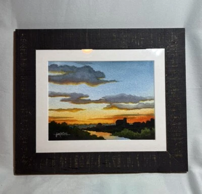 Pintura Acuarela Original Jim Peter 'Puesta de sol en la granja' Foto 1 de 4