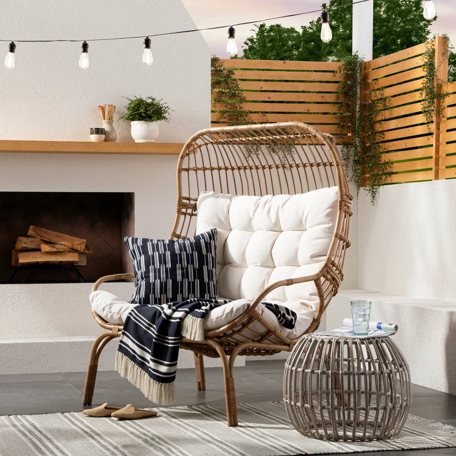 Threshold with Studio McGee Wicker & Metal Outdoor Patio Egg Chair Natural - Image 1 of 1