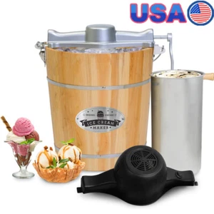Wood Bucket Electric Ice Cream Maker Old Fashioned 4 Quart Vintage Appalachian - Picture 1 of 6