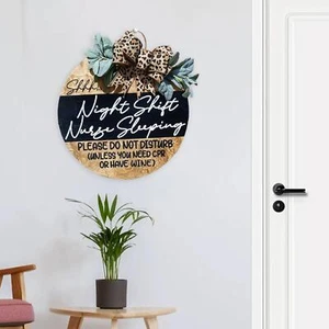 Night Shift Nurse Welcome Sign Door Signs Wooden Wreath Front Door for - Picture 1 of 7