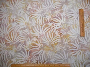 Batik Fabric By Half-Yard Cream Floral on Tan Gold Hoffman Premium Cotton #23 - Picture 1 of 2