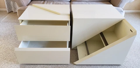 Vintage 1980's Rougier Ivory/Cream Colored Lacquered Nightstands/End Tables Cover