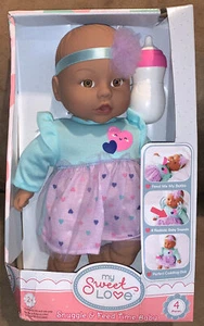 MY SWEET LOVE SNUGGLE & FEED TIME BABY DOLL 12” REALISTIC SOUNDS CUDDLY AGES 2+ - Picture 1 of 2