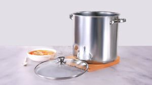 12/16/20 Qt. Stainless Steel Tri-Ply Induction Base Stock Pot with Glass Lid