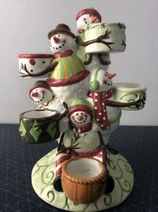 Yankee Candle Holiday 10" Ceramic  5 Snowmen Pile Up 5 Tea Light Holder - Picture 1 of 12