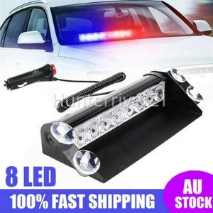 8 LED Red Blue Car Warning Strobe Flash Light Dash Urgency 3 Flashing Lamp 12V C - Picture 1 of 11