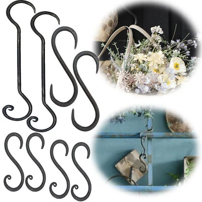LS-LEBENSTIL Vintage S-Haken Klein / Groß 7-24cm Kleiderhaken Eisen Schwarz Antik geschmiedet