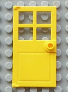 LEGO Yellow Door 1x4x6 4 Panes Stud Handle Ref 60623 Set 41398 4645 4204 31093