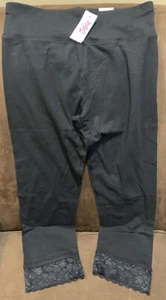JUSTICE LEGGINGS 14/16 PLUS PEDAL LENGTH LACE TRIM BLACK SUPER CUTE!! - Picture 1 of 3