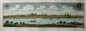 WORMS RHEINLAND PFALZ GROSSE KOLORIERTE STADTANSICHT MERIAN WAPPEN SCHIFFE 1660 - Picture 1 of 1