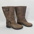 Cole Haan Leather Biker Boots Womens 5.5 B Brown Low Mid Calf Two Straps Buckles